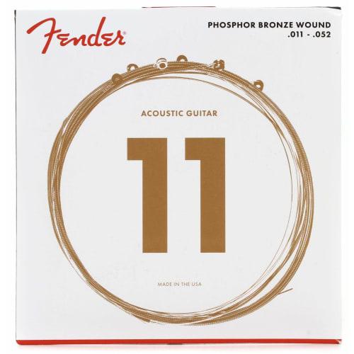 Fender Phosphor Bronze Acoustic Guitar Strings, Ball End, 60CL .011-.052 Custom Light