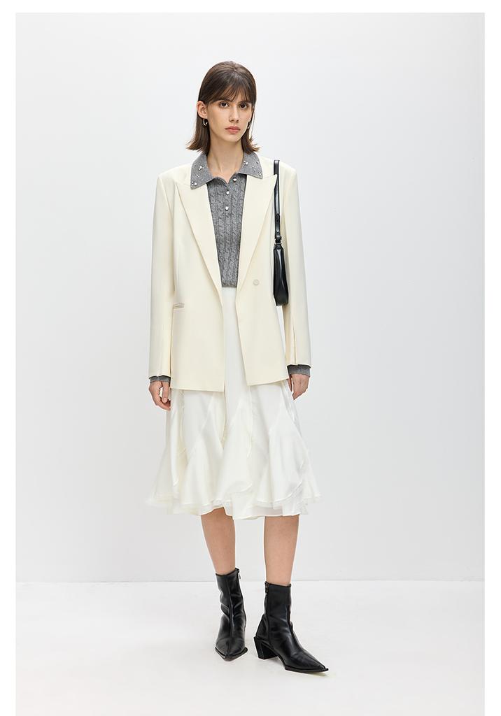 LILY minimalist silhouette white suit jacket