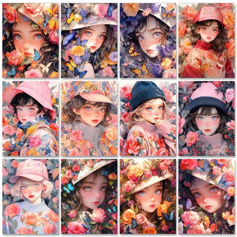 RUOPOTY Рамка для рисования по номерам для взрослых, наборы для начинающих, рисунок для девочек с героями мультфильмов, картина по номерам, настенное искусство, подарок «сделай сам»