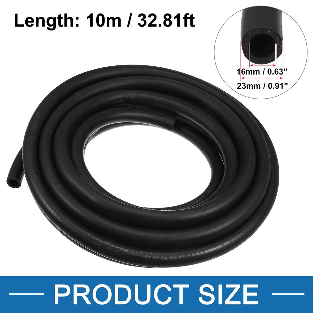 ABSOPRO Car Straight Heater 10M 16mm Inner Hose Black Hose, (32.81ft) Long, (0.63") Diameter, Multi-Purpose Pipe, Rubber,