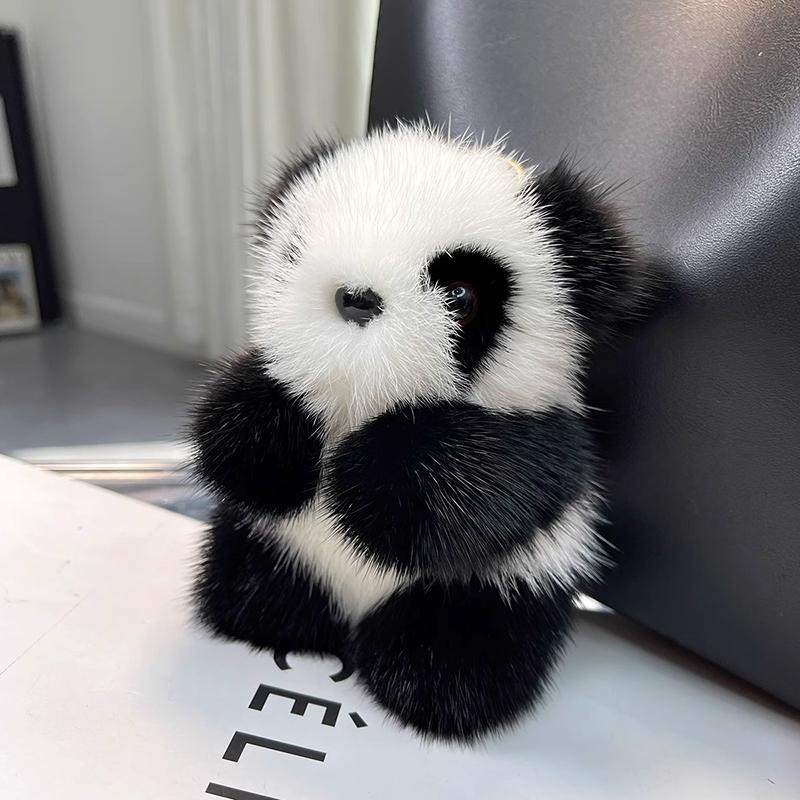 Маленькая панда плюшевая кукла женская сумка украшения милый искусственный мех норки панда автомобильный брелок милый медведь автомобильный брелок подарок