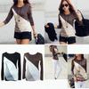 Korean Fashion Women Style Autumn Slim Fit Color Block Blouse Long Sleeve Shirt