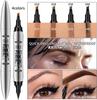 UNYOKE Eyeliner Eyebrow Natural Makeup Coffee Color Двусторонний карандаш с 4 зубцами, 2-в-1, водостойкий, устойчивый к поту, устойчивый к размазыванию,