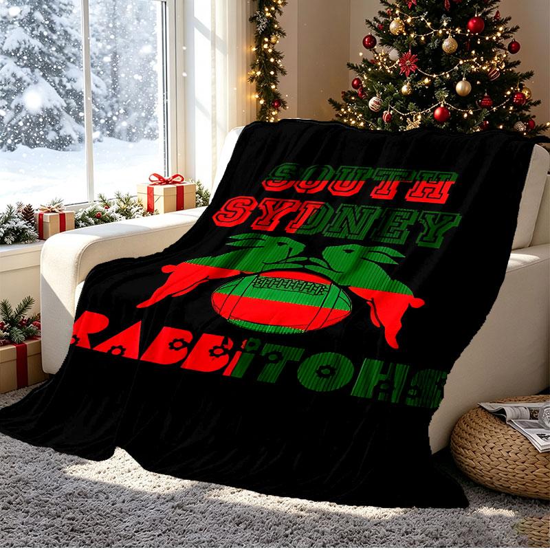 South Sydney Rabbitohs Pattern Blanket for Home Decoration, Bed, Sofa, Car Travel, Camping, Suitable for All Seasons, Birthday Christmas Gift