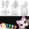 DIY White Masque Craft Kit Unpainted Fox Cat Crown Paper Masque Halloween Party Cosplay Prop for Masquerade