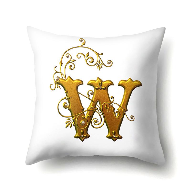 Полиэстеровая наволочка Автомобильное украшение Дом 26 английских букв Принт Автомобильная поясничная подушка Наволочка