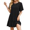 Женское модное однотонное платье-пуловер с круглым вырезом и короткими рукавами