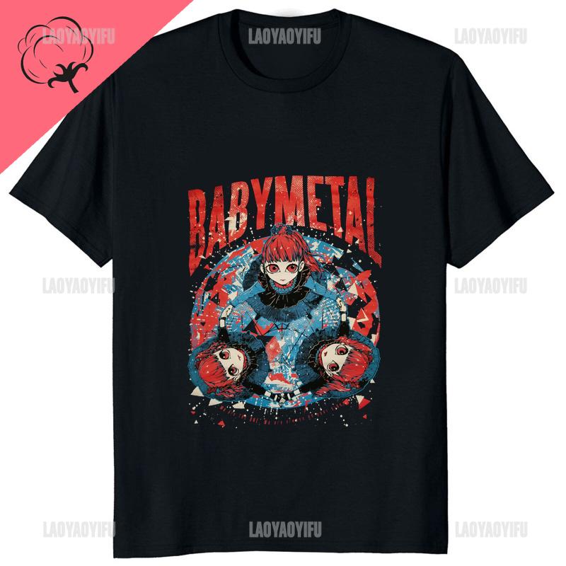 BABYMETAL Поп-метал группа Печатная хлопковая футболка для фанатов-идолов Повседневная мода Уличная одежда Мужская одежда Хип-хоп Хипстер Женская футболка