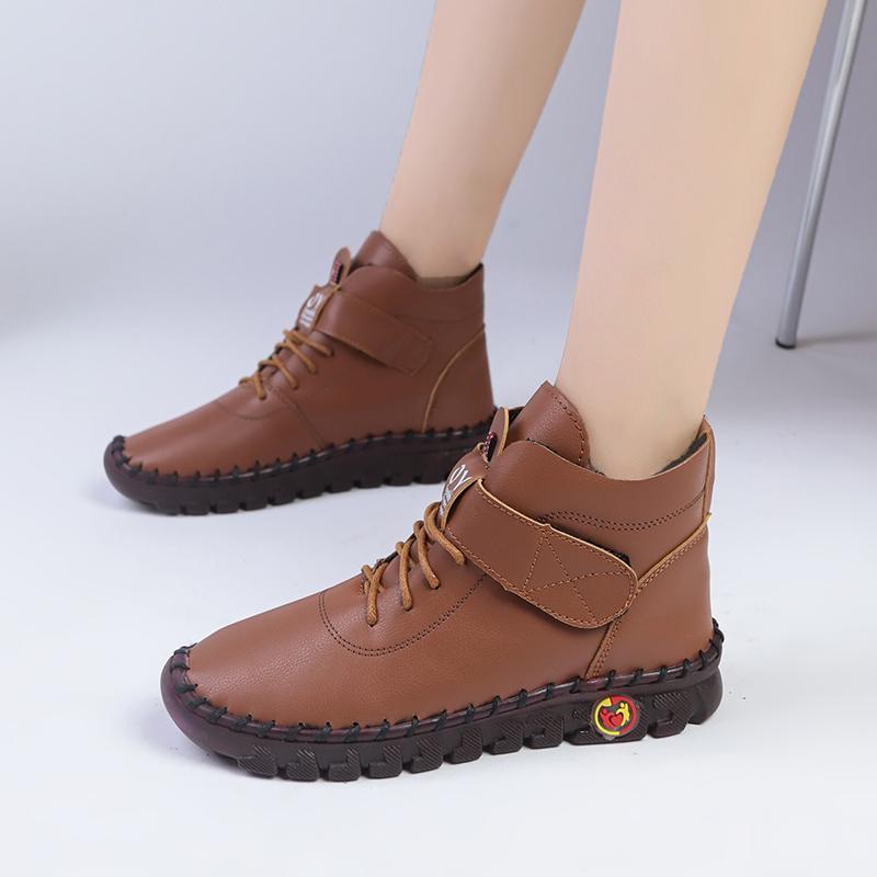 Женские ботинки, новые ботинки с перекрестными шнурками, женская модная короткая плюшевая повседневная обувь, женская горячая распродажа, круглые носки, сохраняющие тепло, ботильоны