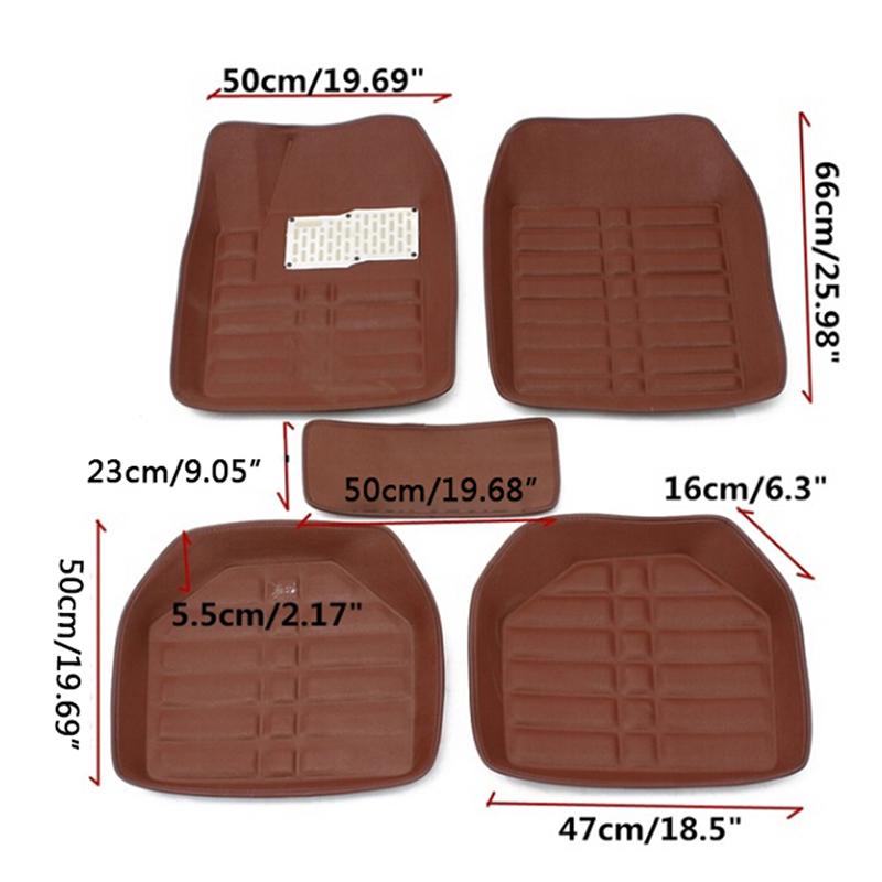 5 шт./компл. универсальные автомобильные коврики кофейного цвета, напольные кожаные коврики
