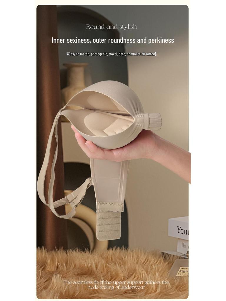 Gathered Deep V Round Cup Bra for Enhanced Bust and Beautiful Back