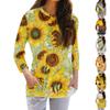 Women's Fashion Casual Round Neck Print 3/4 Sleeve Pocket T-Shirt Top