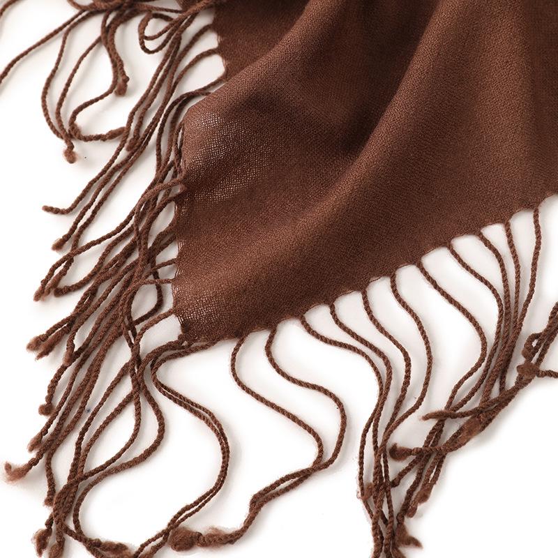 Women's Lightweight Cashmere Tassel Scarf - Fine Spun Solid Color Shawl
