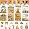 Outus 28 Pcs Camping Welcome Bulletin Board Posters Decor Set Motivational Theme Classroom Decorations pirational Quotes Paper Cutouts for Back to