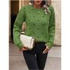 Women S Long Sleeve Crew Neck Pullover Sweater Polka Dot Jacquard Knit