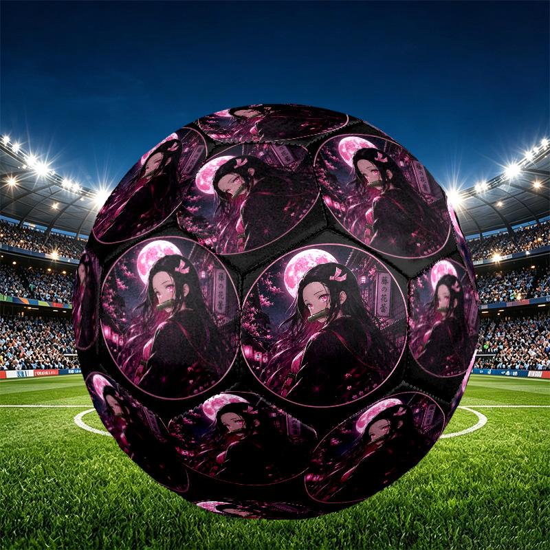 Demon Slayer Print Size 5 Soccer Ball, PU Wear Resistant Football for Match Training and Daily Practice, Birthday Gift for Soccer Fans
