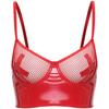 Womens Mesh Underwire Push Up Bra Balconette Bustier Wet Look Crop Top Back Zipper Lingerie