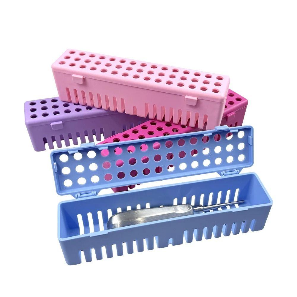 Plastic Dental Sterilization Case Perforated Design Dental Disinfection Tray Clinic Use