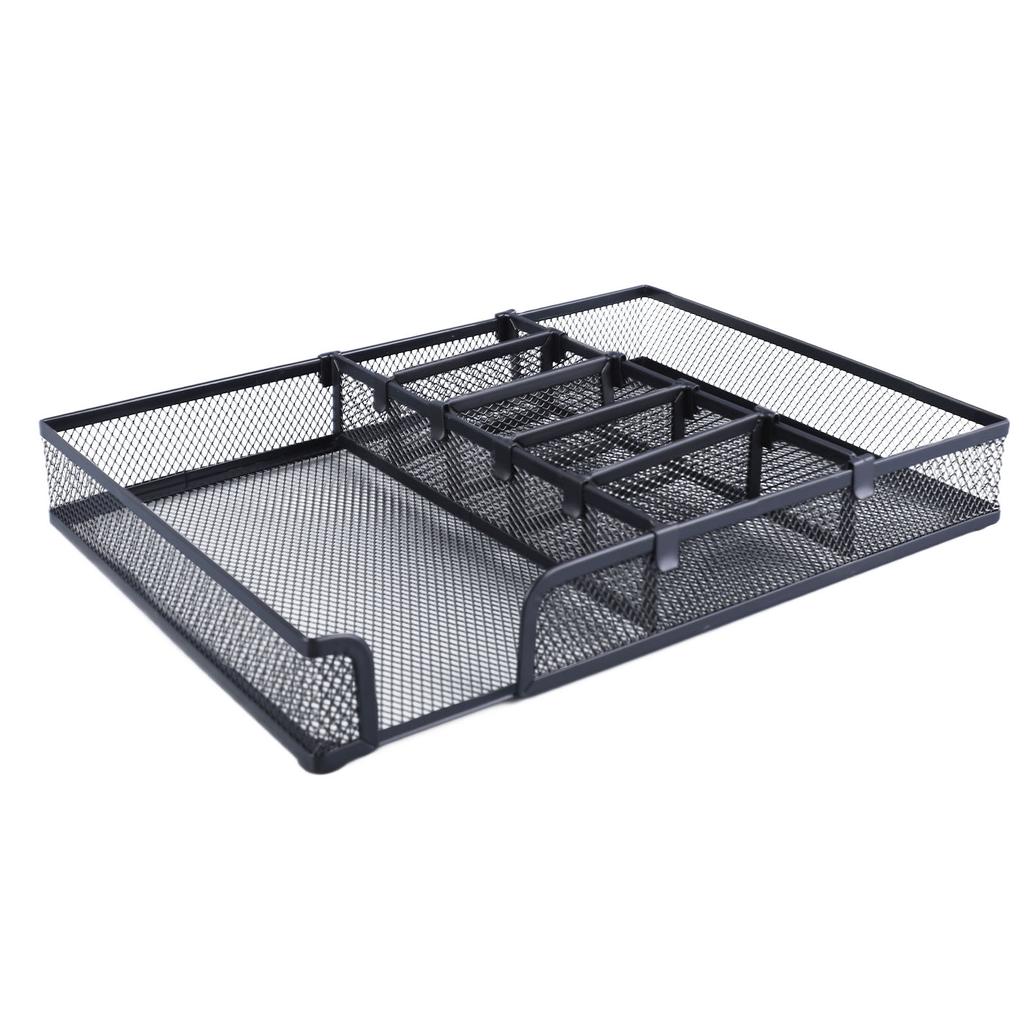 Desk Organizer Tray DIY Stable Prevent Slip Metal Mesh Desktop Storage Tray for Home School Office Supplies