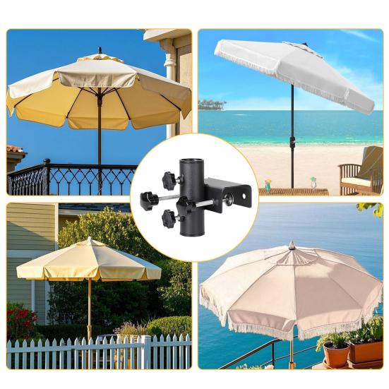 Outdoor Patio Umbrella Clamp Adjustable Yard Market Umbrella Holder Stand Railing Fence Chair Bench Deck Tailgates Umbrella Mount Fixing Clip