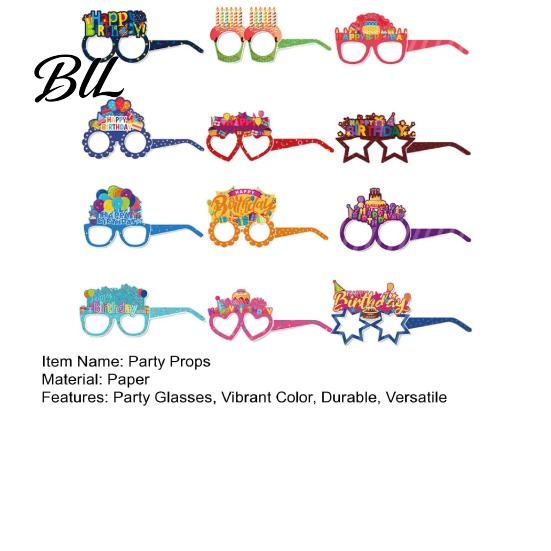Funny Birthday Accessories for Group Photos 12PCS Party Paper Eyeglasses, Portable Vibrant Colorful Photo Booth Prop, Props Pictures Creative