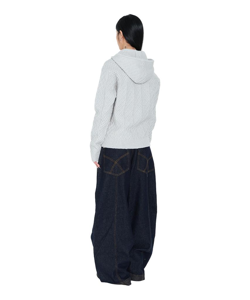 AAKAM Cable Knitted Zip-Up Hoodie (Gray)