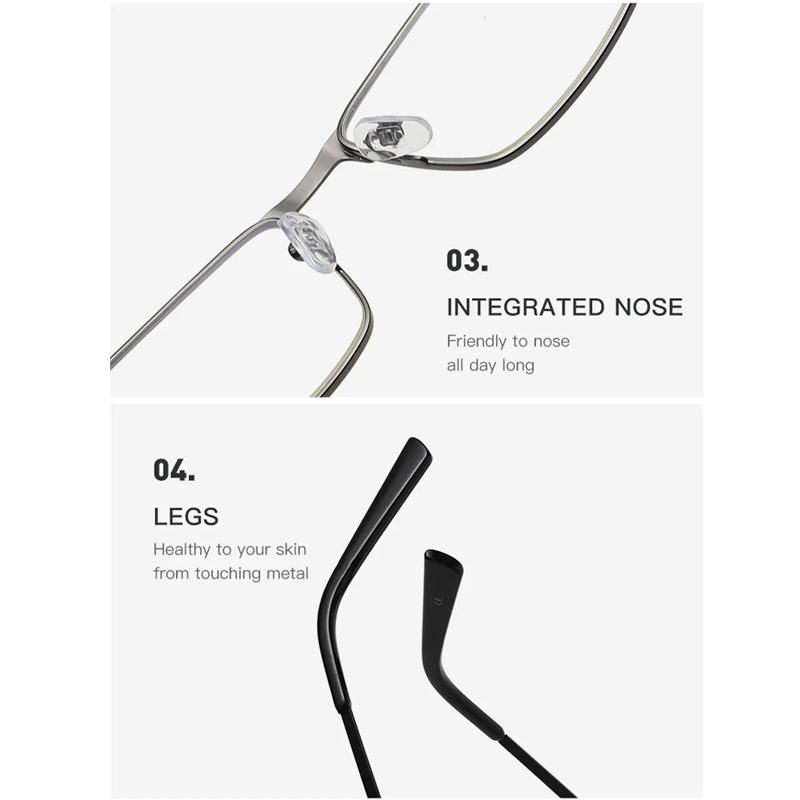 Men Square Metal Large Frame Reading Presbyopia Glasses Business Eyewear