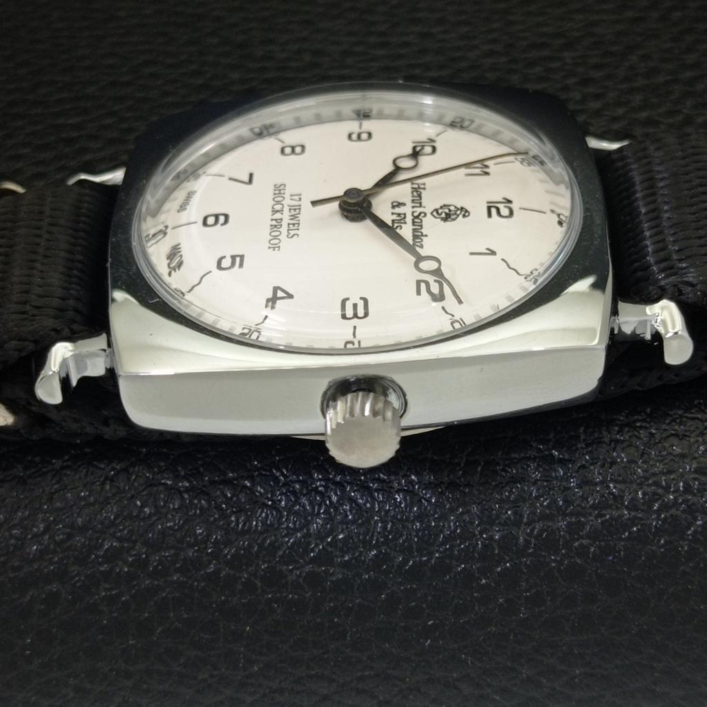 ВОССТАНОВЛЕННЫЕ ШВЕЙЦАРСКИЕ МУЖСКИЕ ЧАСЫ HENRI SANDOZ & FILS С БЕЛЫМ ЦИФЕРБЛАТОМ a431833-2 R108-a431833