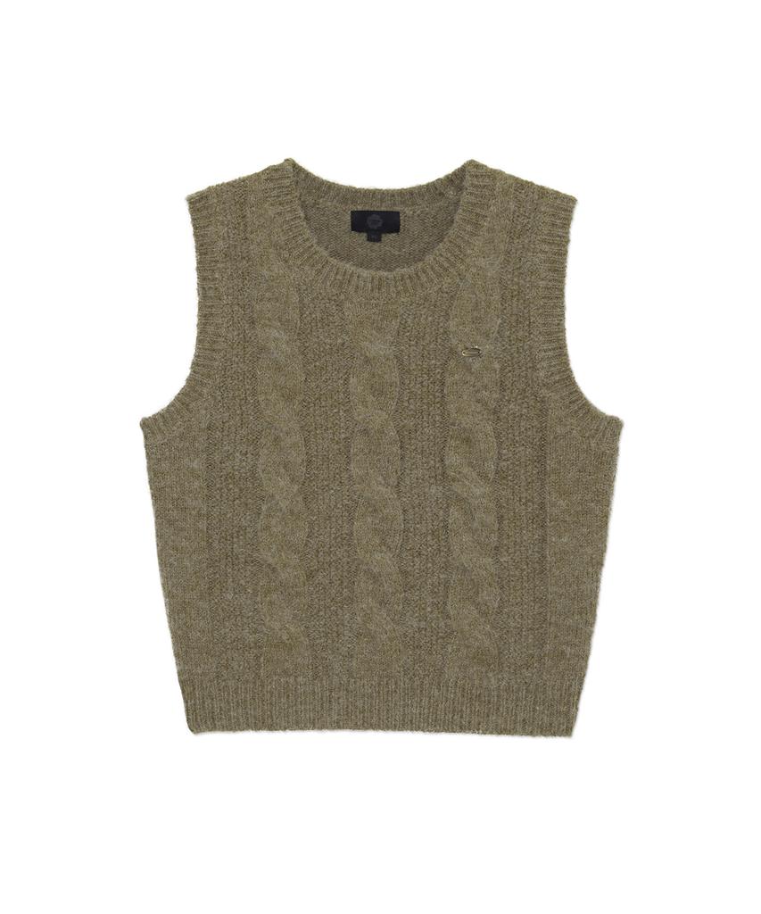 COVERNAT WOMAN Cable Knit Vest Khaki