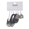Antique Sliver-Plated Hollow Alloy Geometric Dangle Indian Earrings For Women Gypsy Zircon Boho Ethnic Leaf Bell Tassel Earring