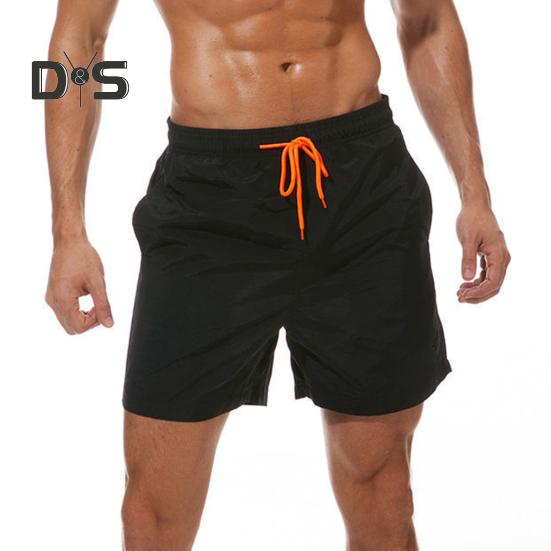 Мужские пляжные шорты с завязками на талии, регулируемые по фигуре, повседневные шорты с карманами, однотонные универсальные шорты для повседневной носки