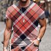 Модные популярные мужские футболки в клетку, летний спортивный костюм, футболка большого размера, спортивная одежда, роскошная забавная 3D-печать с круглым вырезом