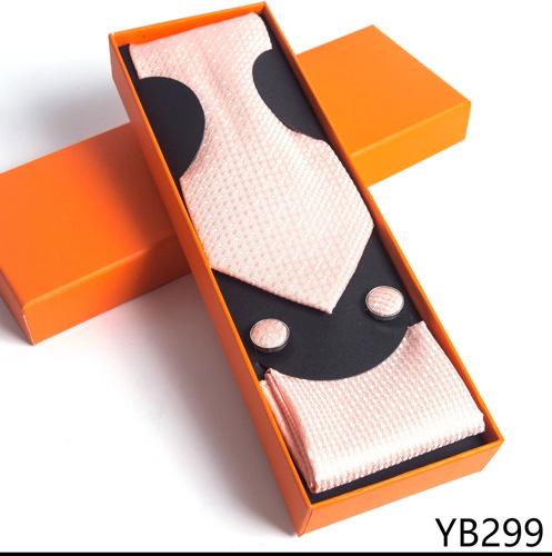Мужской галстук с квадратной манжетой, подарочный набор в деловой повседневной оранжевой подарочной коробке