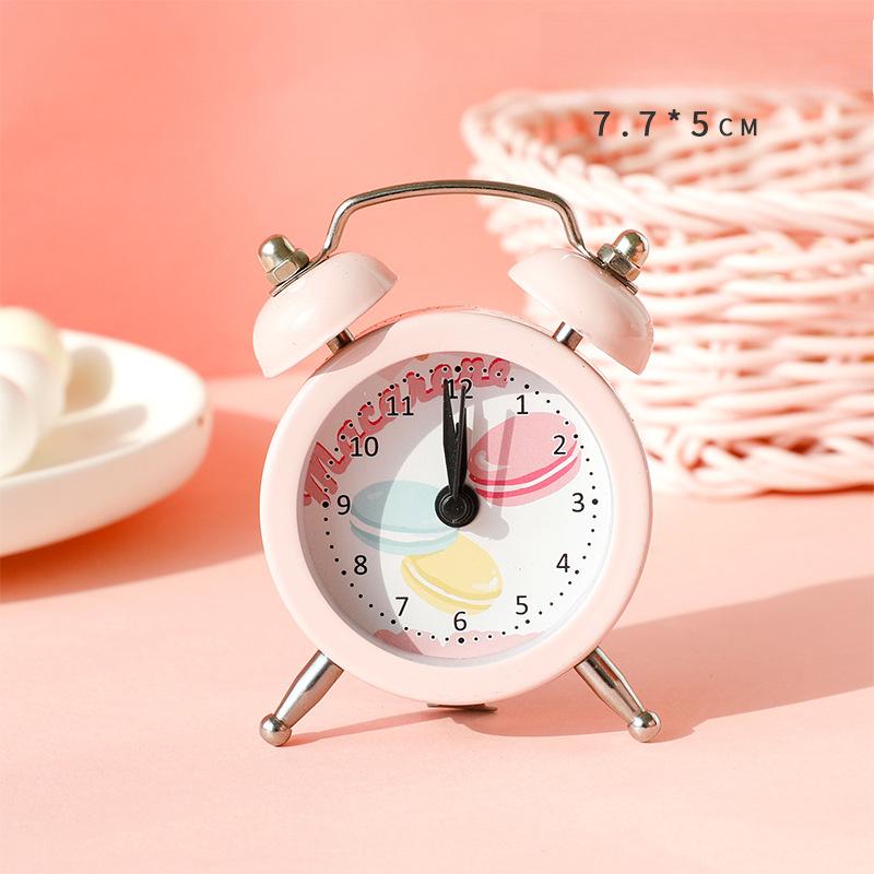 Бесшумный маленький будильник мальчик мультяшный ребенок студентка мини милый спальня прикроватный креативный громкий звук настольные часы