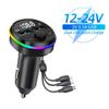 Car Fast Charger with 3 In 1 Cable Bluetooth 5.0 FM Transmitter Car Kit MP3 Modulator Player Handsfree Audio Receiver for Iphone Huawei Xiaomi