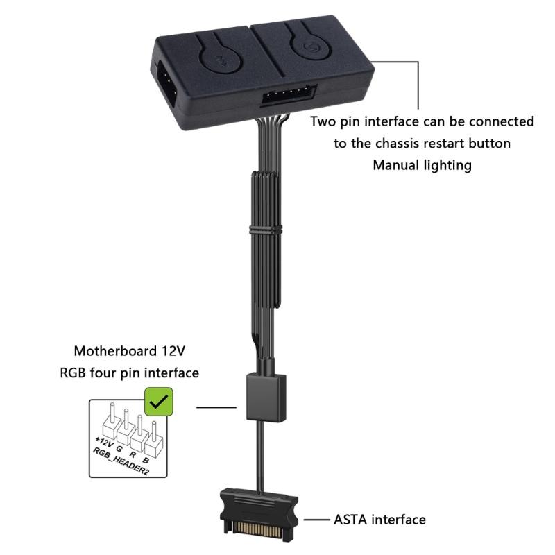 5V 3-контактный ARGB Конвертер 5V в 12V ARGB Передача 3-контактный в 4-контактный ARGB Адаптер-разветвитель для вентилятора с ARGB подсветкой