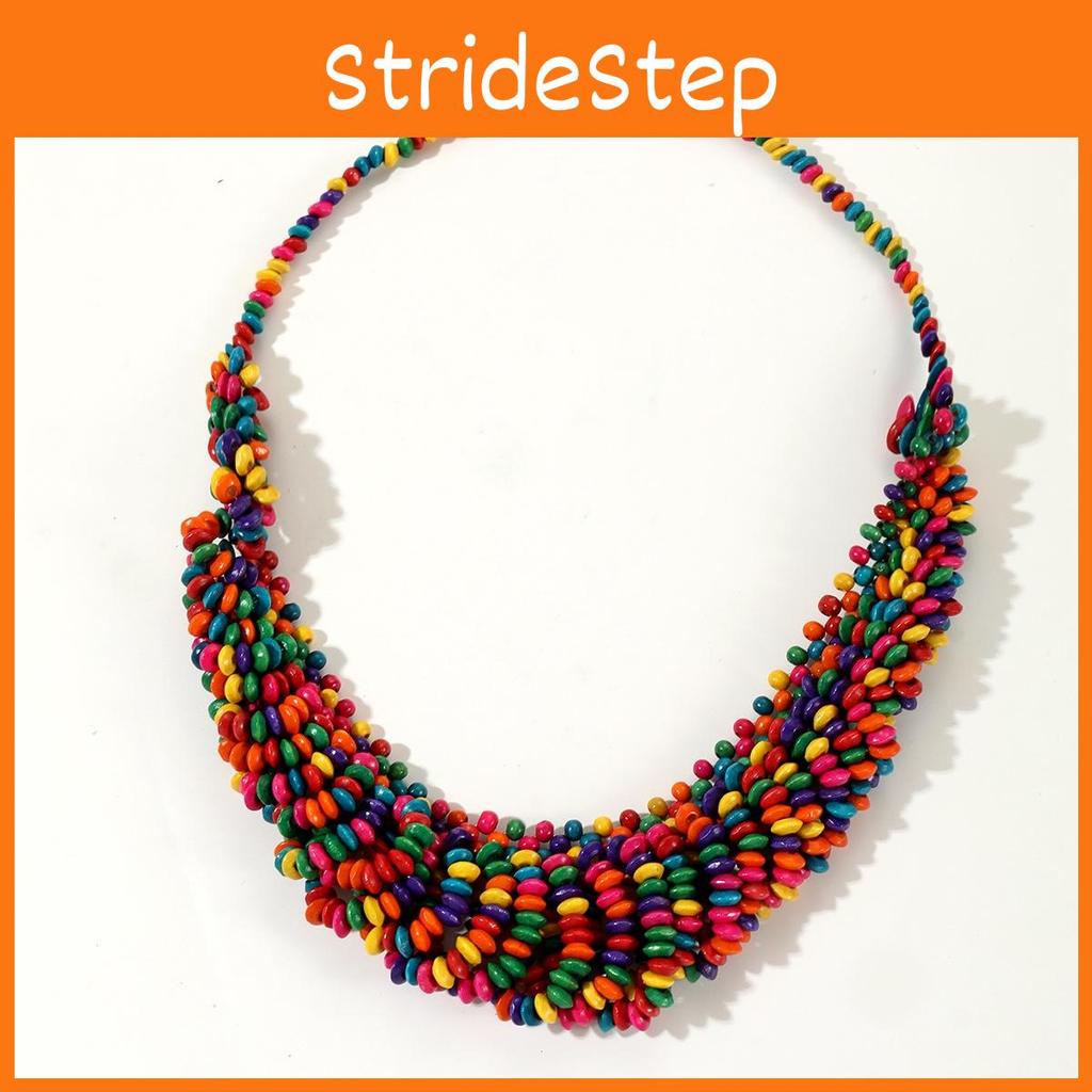 Creative Wooden Colored Bead Woven Necklace Neck Accessories For Gift Holiday