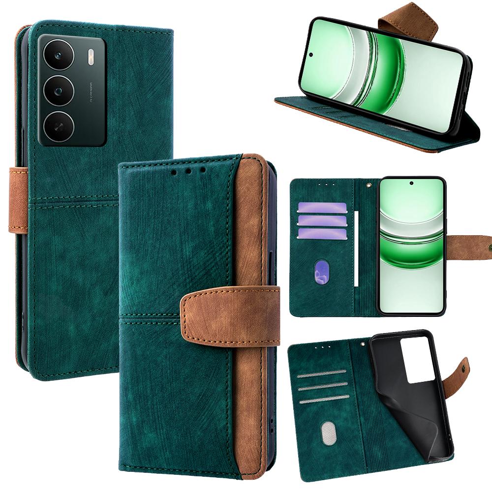 For Realme C71 4G Case RFID Blocking Color Splicing PU Leather Wallet Phone Cover