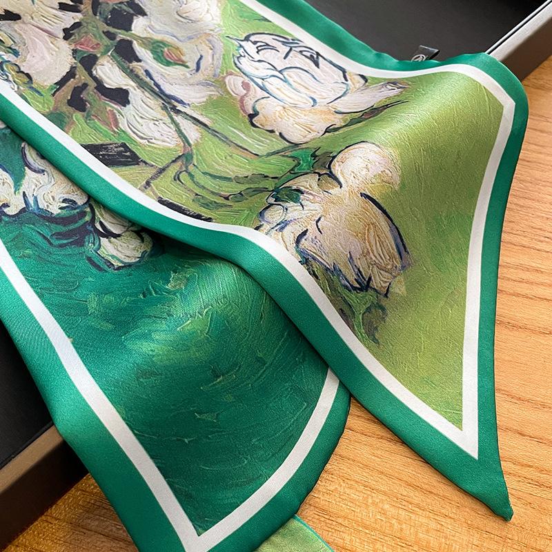 Floral Print Neckerchief Hair Bands Scarf for Women Fashion Headbands Small Neck Scarves 15x75cm