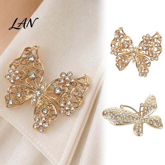 Elegant Butterfly Jewelry Rhinestone Brooch for Women, Shape Lapel Pin Non-fading Clip, Sweater Cardigan Coat Suit Scarf Accessories Long-lasting