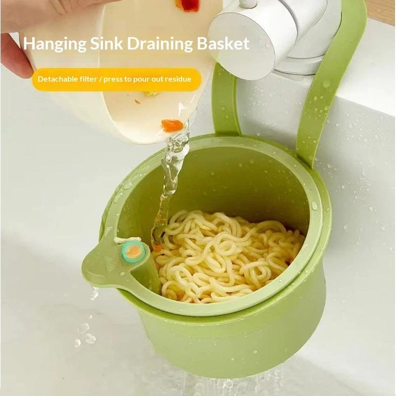 1Pc Detachable Kitchen Sink Hanging Draining Basket Food Waste Filter Easy Residue Pour Out for Home Cooking Use