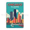 Chicago Illinois Vintage Travel Poster Metal Plaque Poster Kitchen Personalized Cinema Printed Tin Sign Poster