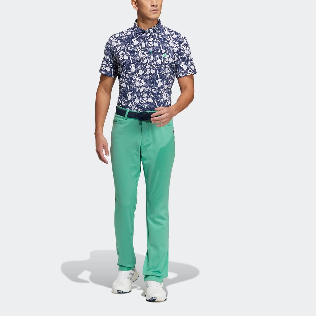 Adidas Рубашка с коротким рукавом с принтом и острым воротником, мужские топы, морской синий HS9055