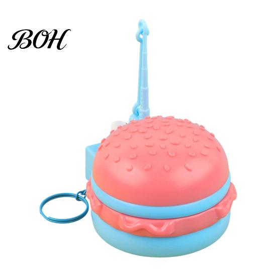Interactive Fishing Games Hamburger Magnetic Toy Keychain, Rotatable Board Game Lightweight with Keyring, Backpack Handbag Schoolbag Charm Keychain