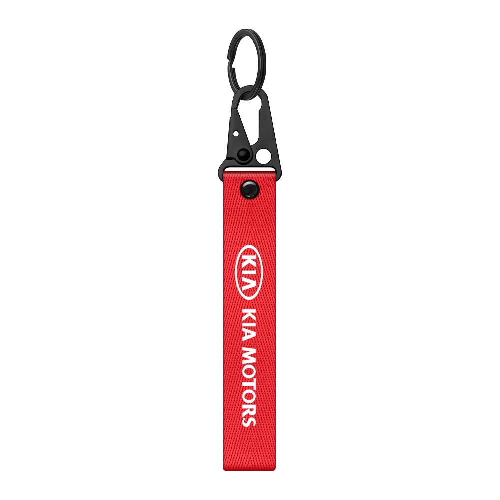 POZP2 New Fashion Metal Nylon Car Keychain Key Lanyard Car Decoration Accessories for Kia Rio Soul Seltos Forte K5 K3 Niro Sorento Sti