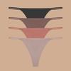 4Pcs Seamless Ice Silk Thongs Women's Thin Waistband Panties Underwear Sexy Low Waist Bikini G-String Female Stretch Lingerie