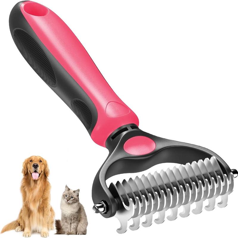2 In 1 Stainless Pet Deshedding Brush Dog Hair Remover Fur Knot Cutter Puppy Cat Comb Grooming Shedding Supplies Safe Gentle Dematting Tool
