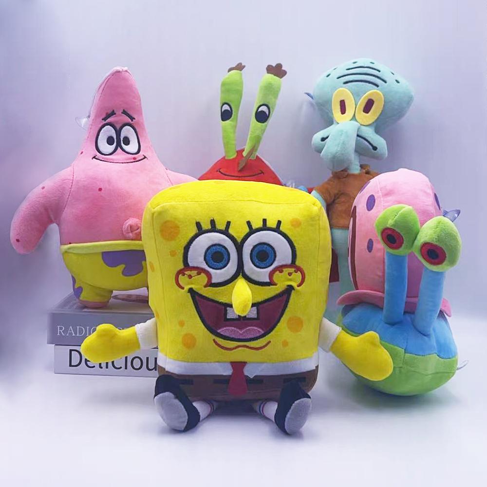 Аниме Плюшевая Кукла Губка Боб Peluches Кукла Квадратные Штаны Патрик Звезда Сквидвард Юджин Крабс Гэри Каваи Мультяшная Набивная Плюшевая Игрушка