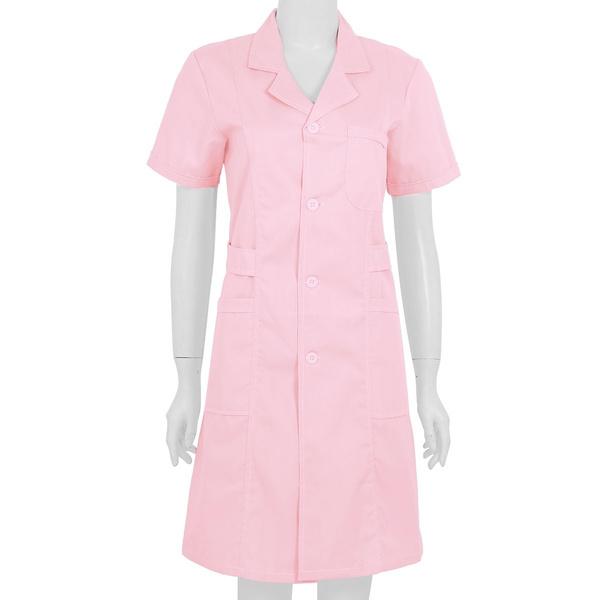 Женское и взрослое однотонное платье-рубашка с короткими рукавами, платье-рубашка для медсестры в больнице, униформа, платье