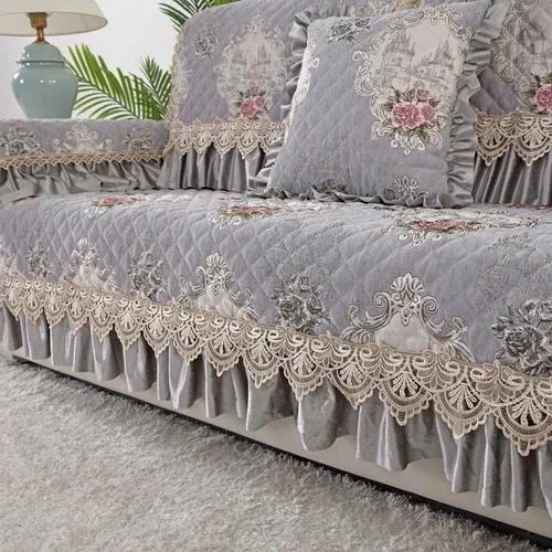 Универсальная большая юбка Four Seasons, чехол для дивана, европейский стиль, нескользящий коврик для дивана, роскошная кружевная подушка для гостиной, полотенце для дивана